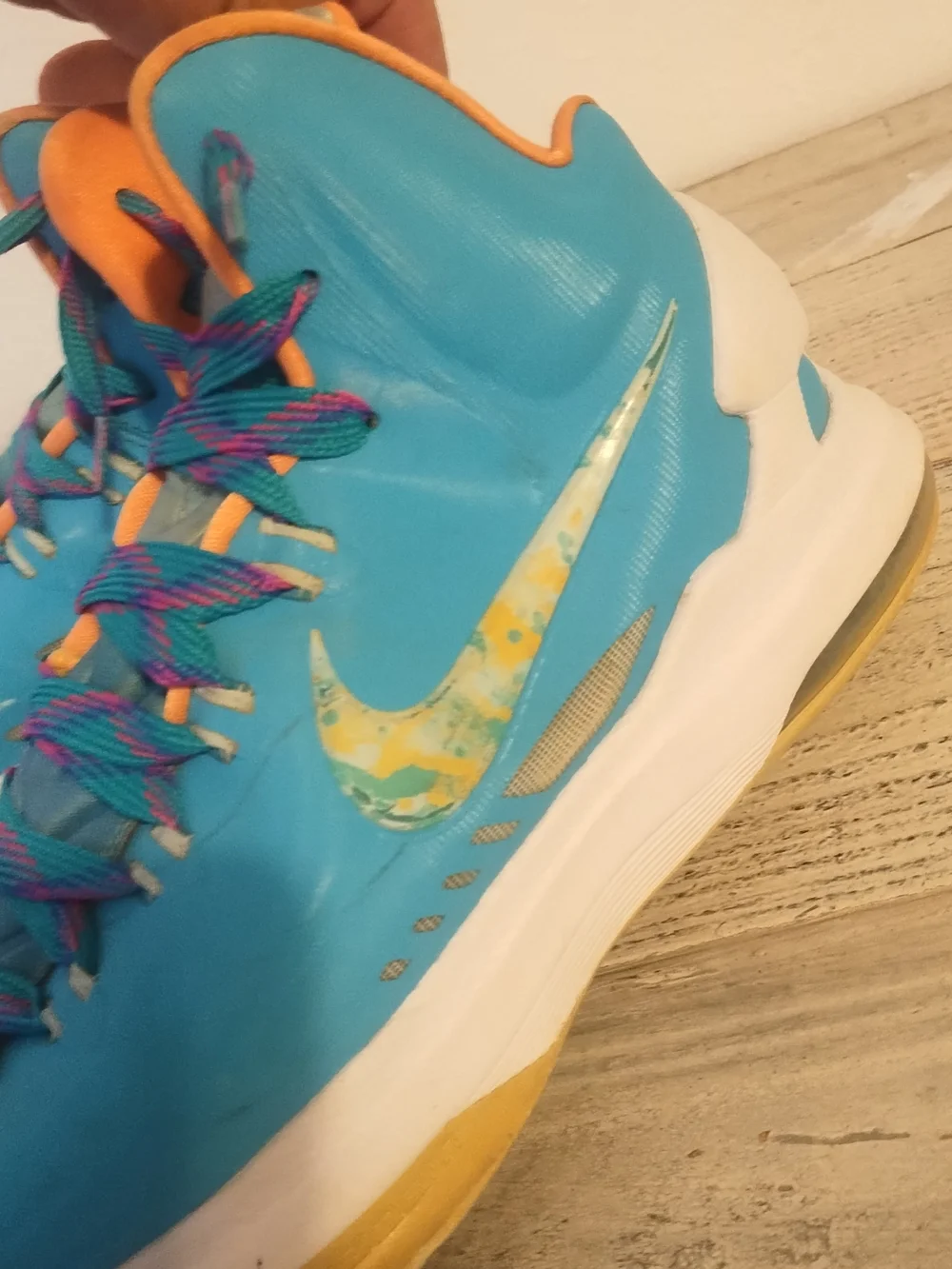 Nike KD V Easter Turquoise Blue Fiberglass Bright Citrus shoes 554988-402 M10.5